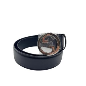 GUCCI leather belt with shiny buckle