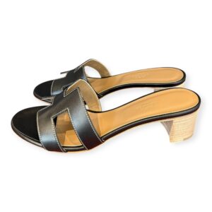 Hermès Oz Heeled H Sandals in Black Leather – Size 40 - immagine 9