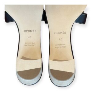 Hermès Oz Heeled H Sandals in Black Leather – Size 40 - immagine 3