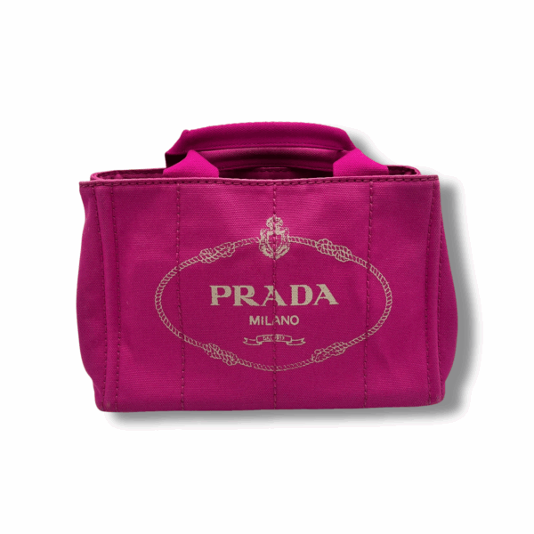 Prada Pink Canvas Logo Mini Tote Bag
