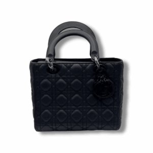 Dior Lady Dior Media Pelle Cannage Nera Opaca
