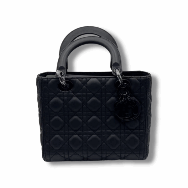 Lady Dior Medium Black Matte Cannage Leather Bag