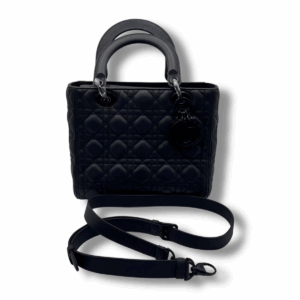 Lady Dior Medium Black Matte Cannage Leather Bag - Image 9