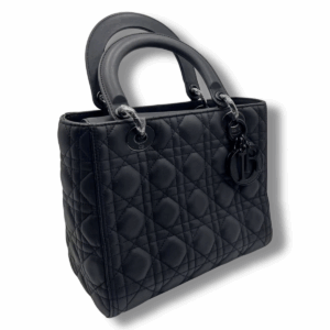 Lady Dior Medium Black Matte Cannage Leather Bag - Image 8