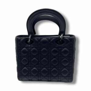 Lady Dior Medium Black Matte Cannage Leather Bag - Image 6
